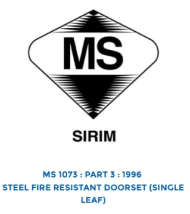 SIRIM MS 1073 Part 3 steel fire resistant doorset (single leaf)