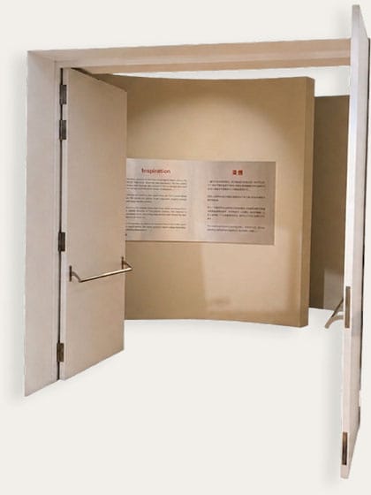 Both leaves of a double egress door open outward